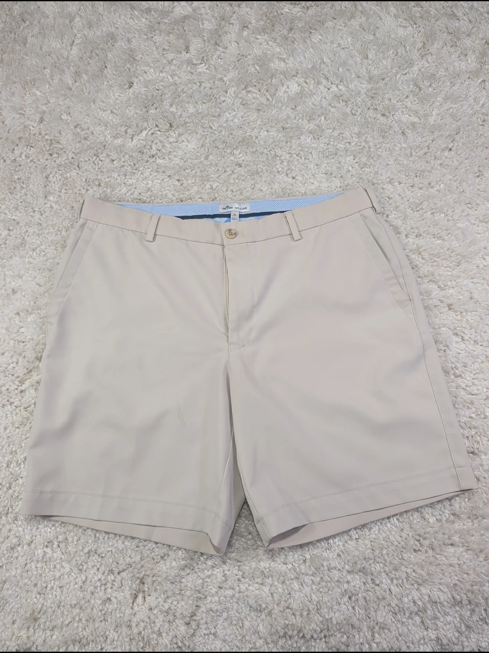 Peter Millar Beige Flat-Front Performance Shorts
